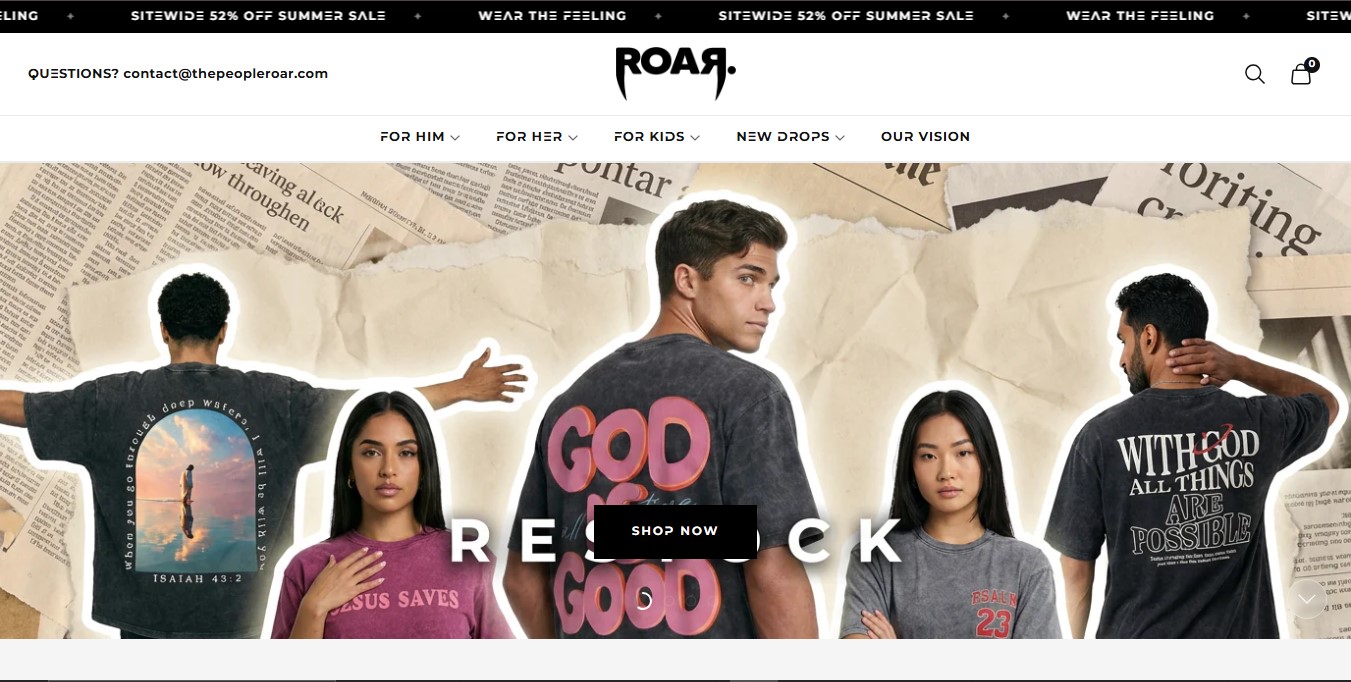ROAR mega menu and cart drawer