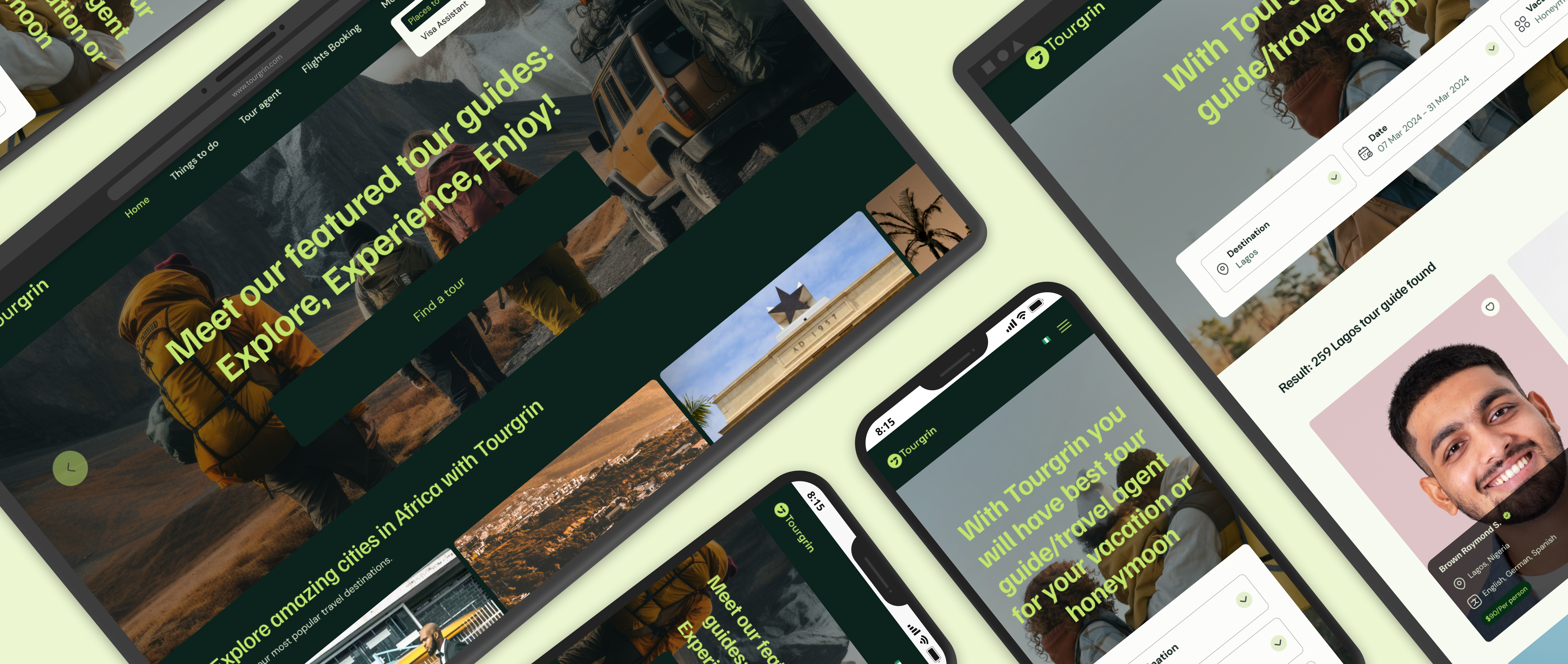 Tourgrin travel booking platform UI